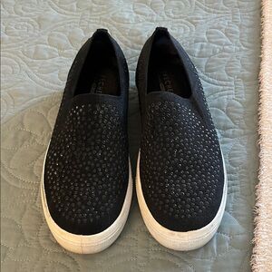 Skechers Black Slip-On Sneakers with White Sole